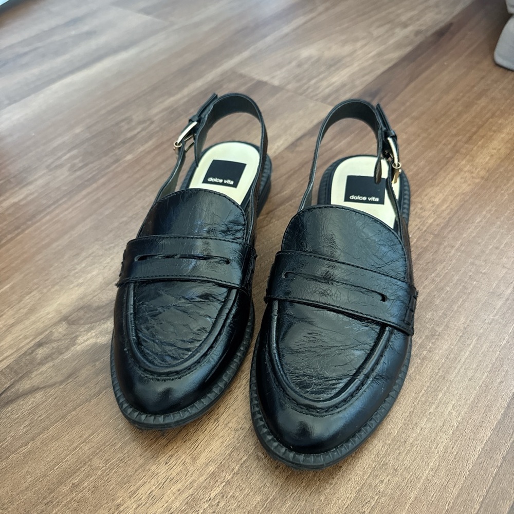 Dolce Vita Black Leather Slingback Loafers